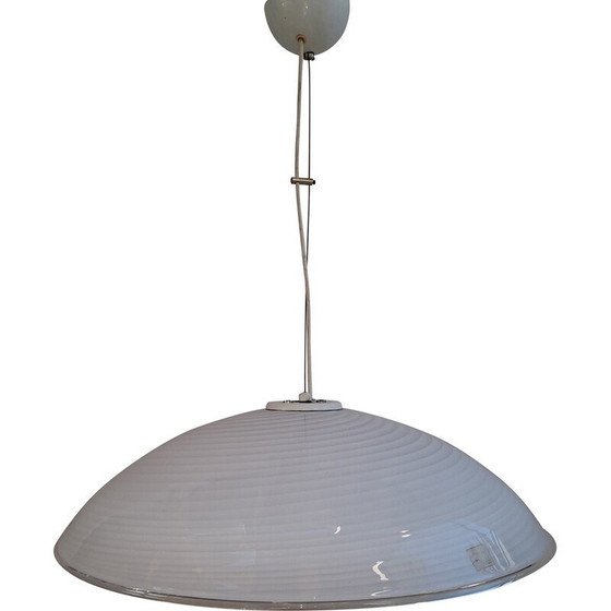 Image 1 of Lampe suspendue vintage en verre blanc de Murano, 1960