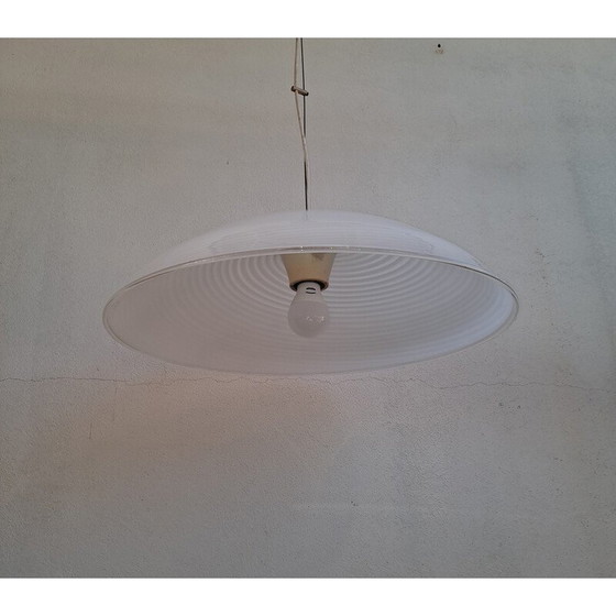 Image 1 of Lampe suspendue vintage en verre blanc de Murano, 1960