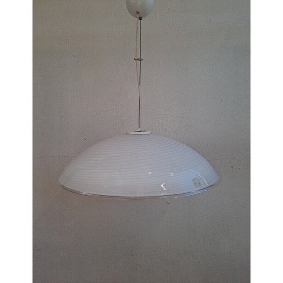 Image 1 of Lampe suspendue vintage en verre blanc de Murano, 1960