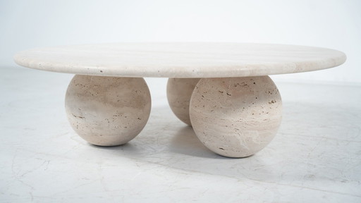 Table basse ronde contemporaine en travertin, Italie