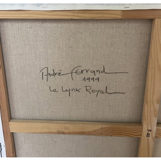 Image 1 of Huile sur toile vintage Le lynx royal par André Ferrand, 1999