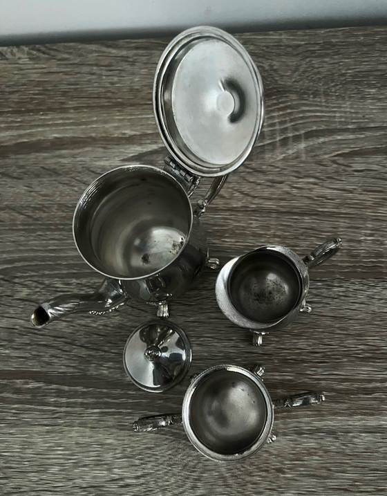 Image 1 of Service à Thé 3 Pièces Égoïste 1 Personne en Métal Argenté ou Inox Ancien