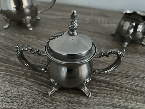Image 1 of Service à Thé 3 Pièces Égoïste 1 Personne en Métal Argenté ou Inox Ancien