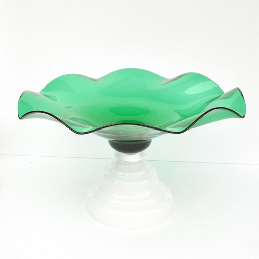 Assiette à fruits en verre vintage par Harrachov, Tchécoslovaquie 1960