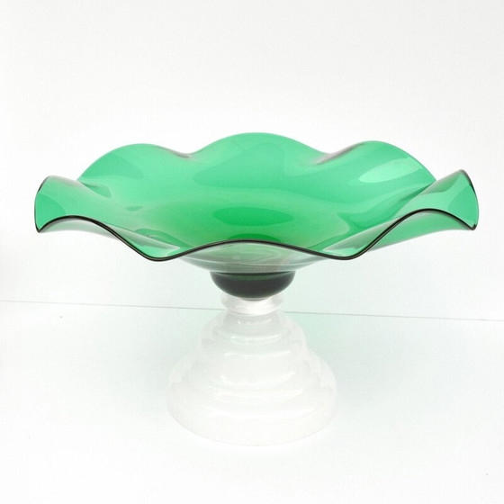 Image 1 of Assiette à fruits en verre vintage par Harrachov, Tchécoslovaquie 1960