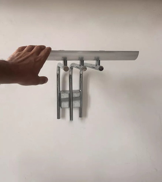 Image 1 of 2X Applique Vintage Verre Lumière Studio, Métal Chromé, France 1970