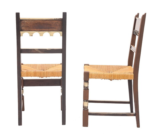 Image 1 of Set De 8 Chaises Paillées. Art Déco, 1940