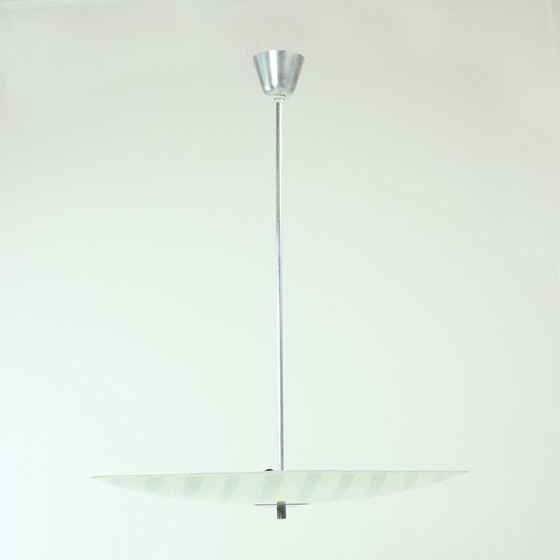 Image 1 of Assiette en verre vintage avec des rayures jaunes et grises par la société Napako, Tchécoslovaquie 1960