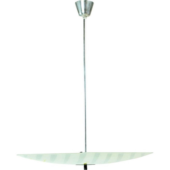 Image 1 of Assiette en verre vintage avec des rayures jaunes et grises par la société Napako, Tchécoslovaquie 1960