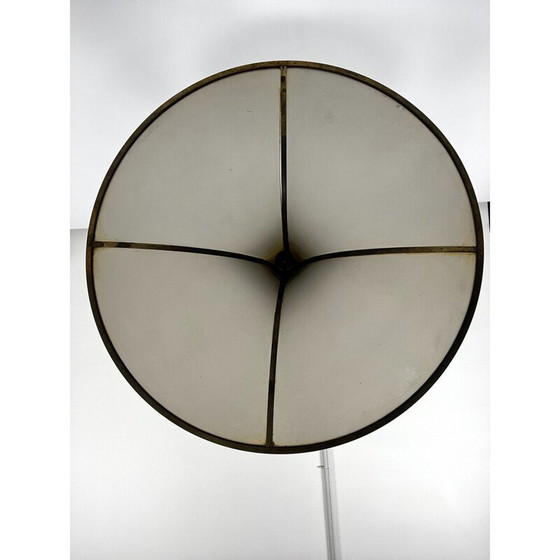 Image 1 of Lustre pagode vintage en laiton et verre bombé, 1960
