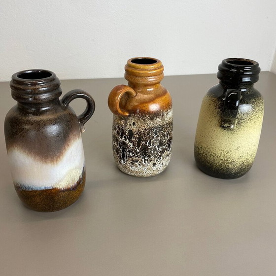 Image 1 of Ensemble de 3 vases "413-20" en lave grasse de Scheurich, Allemagne, années 1970