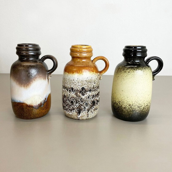 Image 1 of Ensemble de 3 vases "413-20" en lave grasse de Scheurich, Allemagne, années 1970