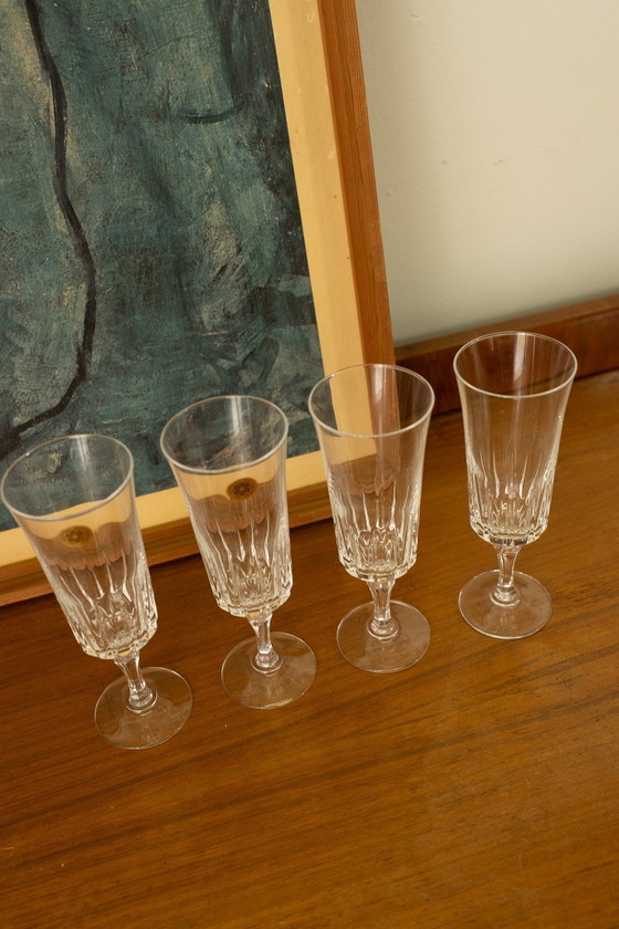 Image 1 of Set de 4 flûtes à champagne en cristal vintage