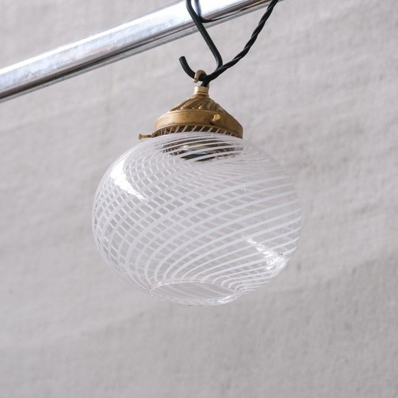 Image 1 of Lampes suspendues vintage en verre et laiton, Italie 1960