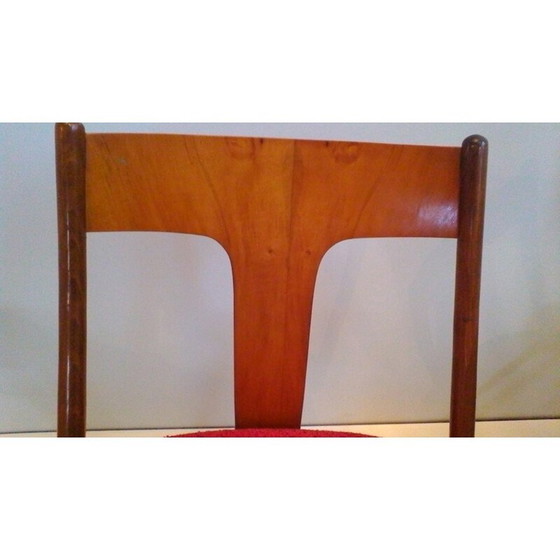 Image 1 of Ensemble de 4 chaises en noyer et hêtre - années 1960