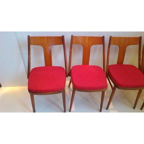 Image 1 of Ensemble de 4 chaises en noyer et hêtre - années 1960