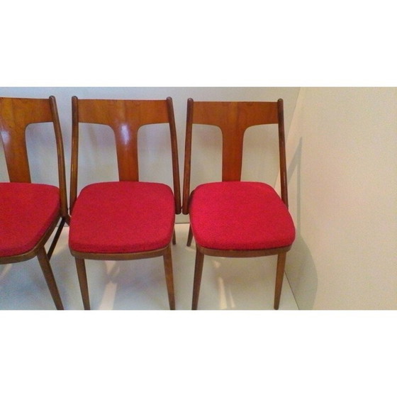 Image 1 of Ensemble de 4 chaises en noyer et hêtre - années 1960