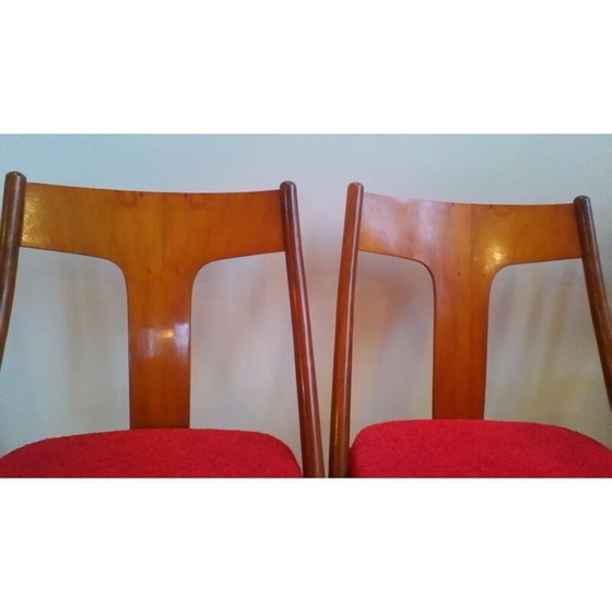 Image 1 of Ensemble de 4 chaises en noyer et hêtre - années 1960