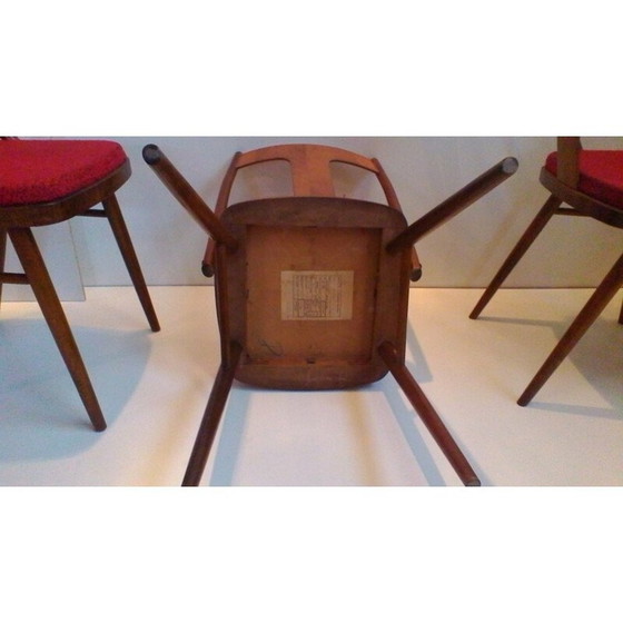 Image 1 of Ensemble de 4 chaises en noyer et hêtre - années 1960