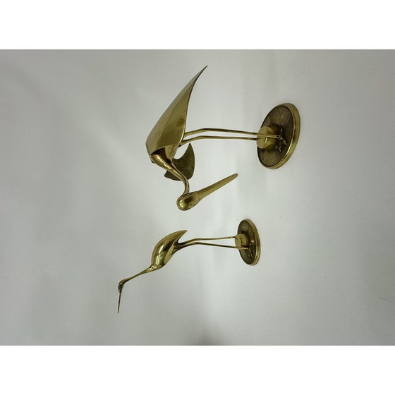 Image 1 of Paire d'oiseaux vintage en laiton doré, 1970