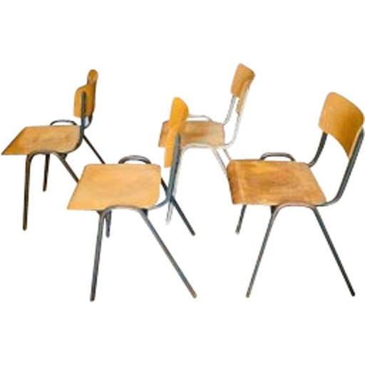 Ensemble de 4 chaises vintage en bois et métal
