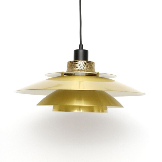 Image 1 of Lampe suspendue vintage en laiton, Danemark 1970