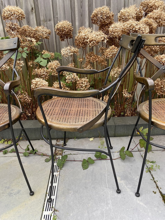 Image 1 of 6 Chaises industrielles vintage en métal/bois à sangles croisées