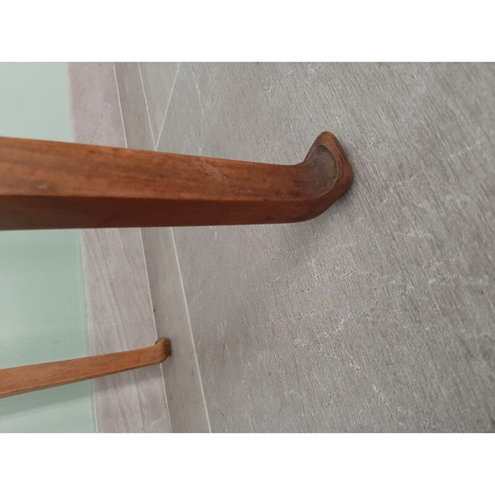 Image 1 of Table d'appoint vintage en bois avec plateau en verre, 1920