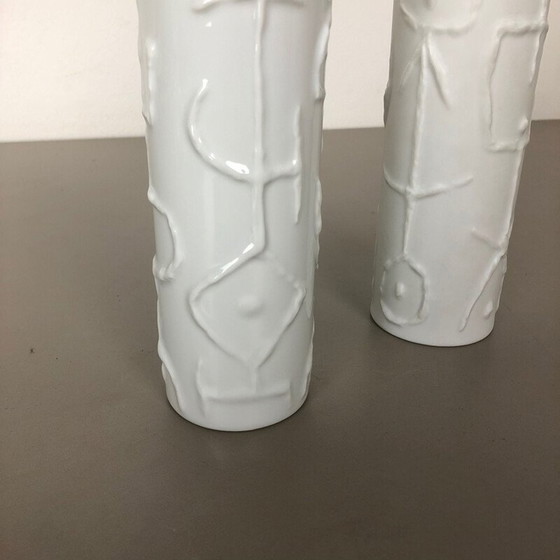 Image 1 of Paire de vases abstraits en porcelaine de Cuno Fischer pour Rosenthal, Allemagne 1980