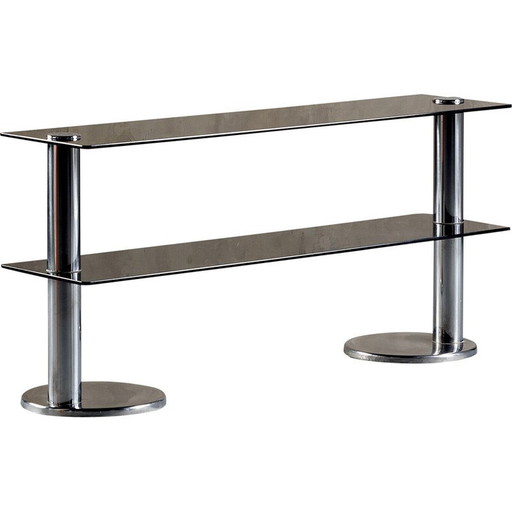 Buffet vintage en verre fumé et aluminium, Italie 1970