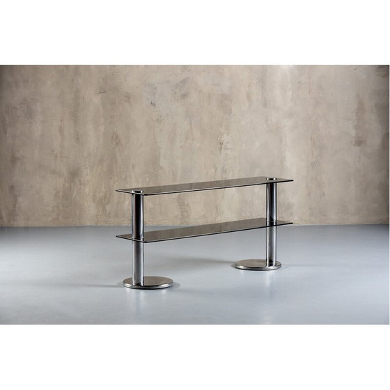 Image 1 of Buffet vintage en verre fumé et aluminium, Italie 1970