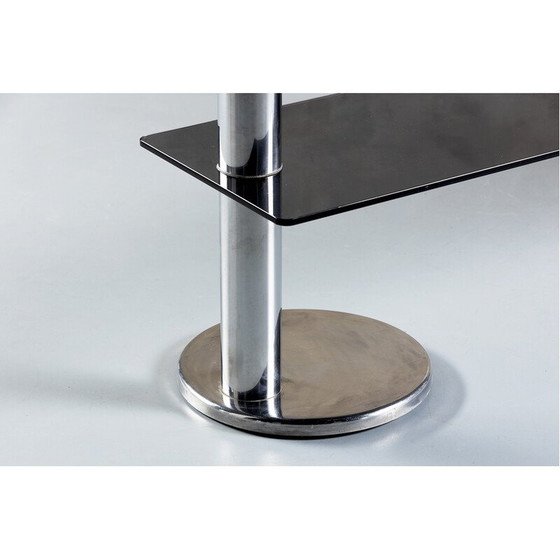 Image 1 of Buffet vintage en verre fumé et aluminium, Italie 1970