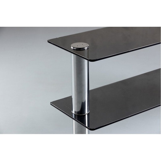 Buffet vintage en verre fumé et aluminium, Italie 1970