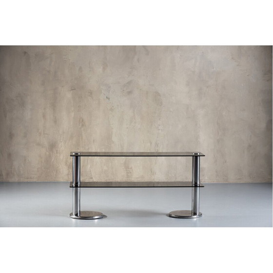 Image 1 of Buffet vintage en verre fumé et aluminium, Italie 1970