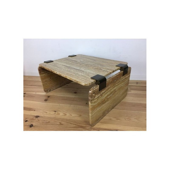 Image 1 of Table basse vintage en travertin jaune, 1970
