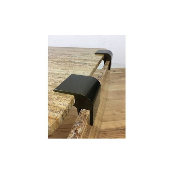 Image 1 of Table basse vintage en travertin jaune, 1970