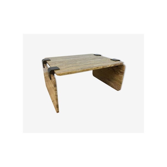 Image 1 of Table basse vintage en travertin jaune, 1970