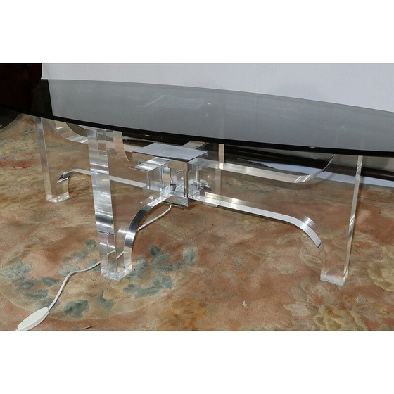 Image 1 of Table basse vintage en lucite et verre fumé gris par Philippe Jean, 1970