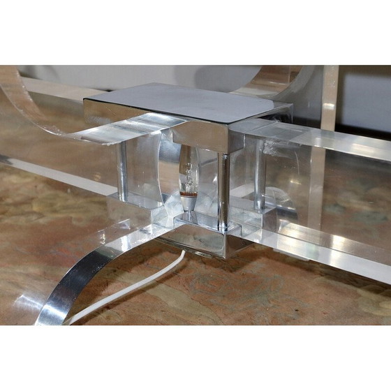 Image 1 of Table basse vintage en lucite et verre fumé gris par Philippe Jean, 1970