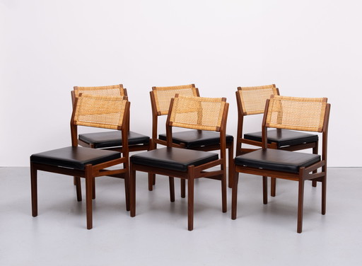 Ensemble de six chaises de salle à manger en teck 60s Topform Holland