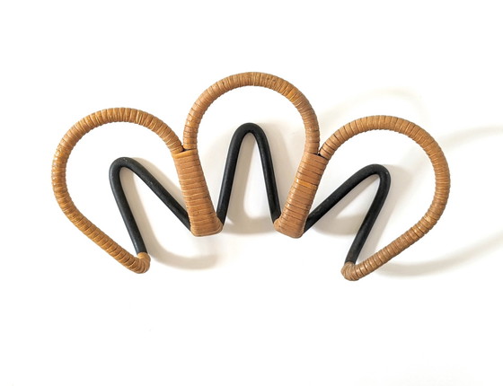 Image 1 of Porte-manteau Midcentury / Métal et osier / Danish Design