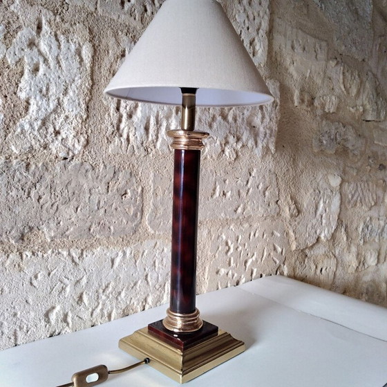 Image 1 of Lampe colonne vintage en laiton et plexiglas par Maison le Dauphin