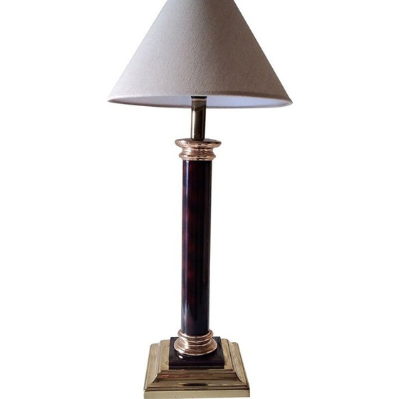 Image 1 of Lampe colonne vintage en laiton et plexiglas par Maison le Dauphin