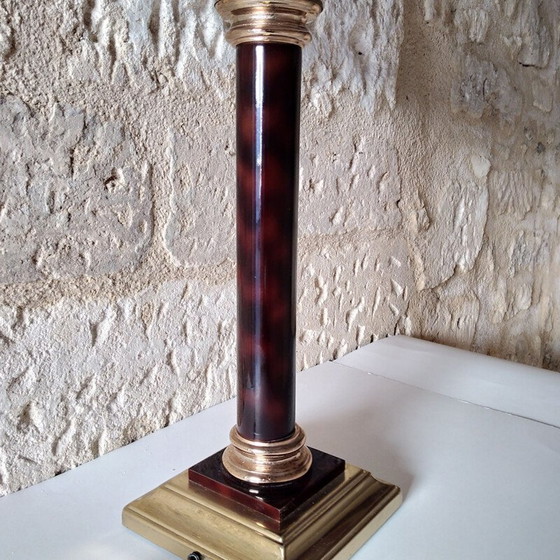 Image 1 of Lampe colonne vintage en laiton et plexiglas par Maison le Dauphin