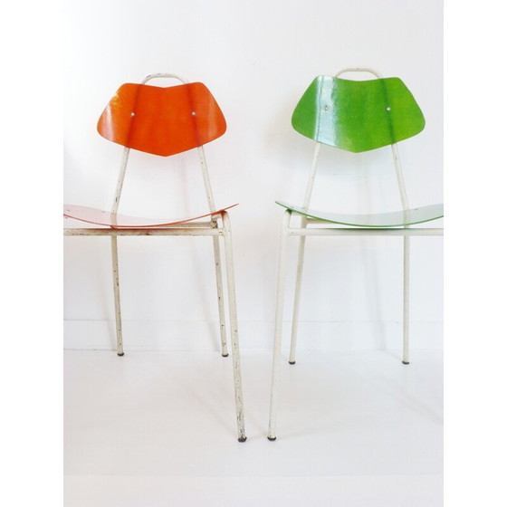 Image 1 of Paire de chaises vintage en fibre de verre et acier - années 1950