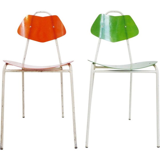 Image 1 of Paire de chaises vintage en fibre de verre et acier - années 1950