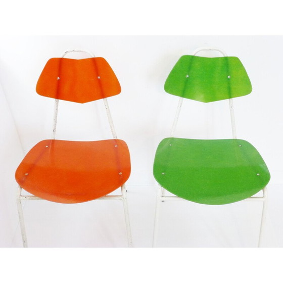 Image 1 of Paire de chaises vintage en fibre de verre et acier - années 1950