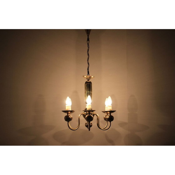 Image 1 of Lustre vintage en laiton par Kamenický Šenov, Tchécoslovaquie 1950