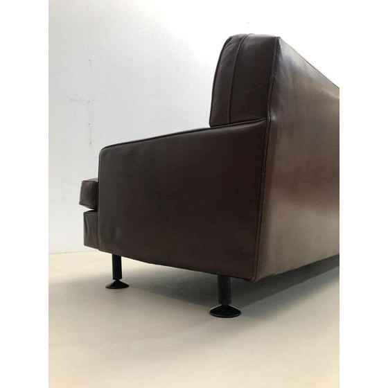Image 1 of Canapé carré en cuir marron du Mid Century par Marco Zanuso pour Arflex, années 1960