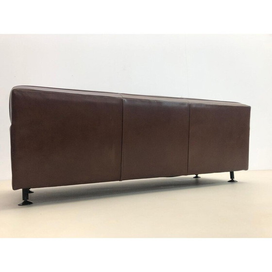 Image 1 of Canapé carré en cuir marron du Mid Century par Marco Zanuso pour Arflex, années 1960